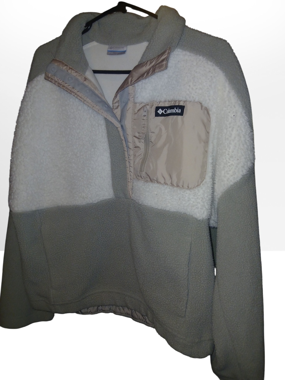 Columbia Two-Tone 'Lodge' Sherpa 1/4 Snap Buttoned Pullover - Cream & Taupe